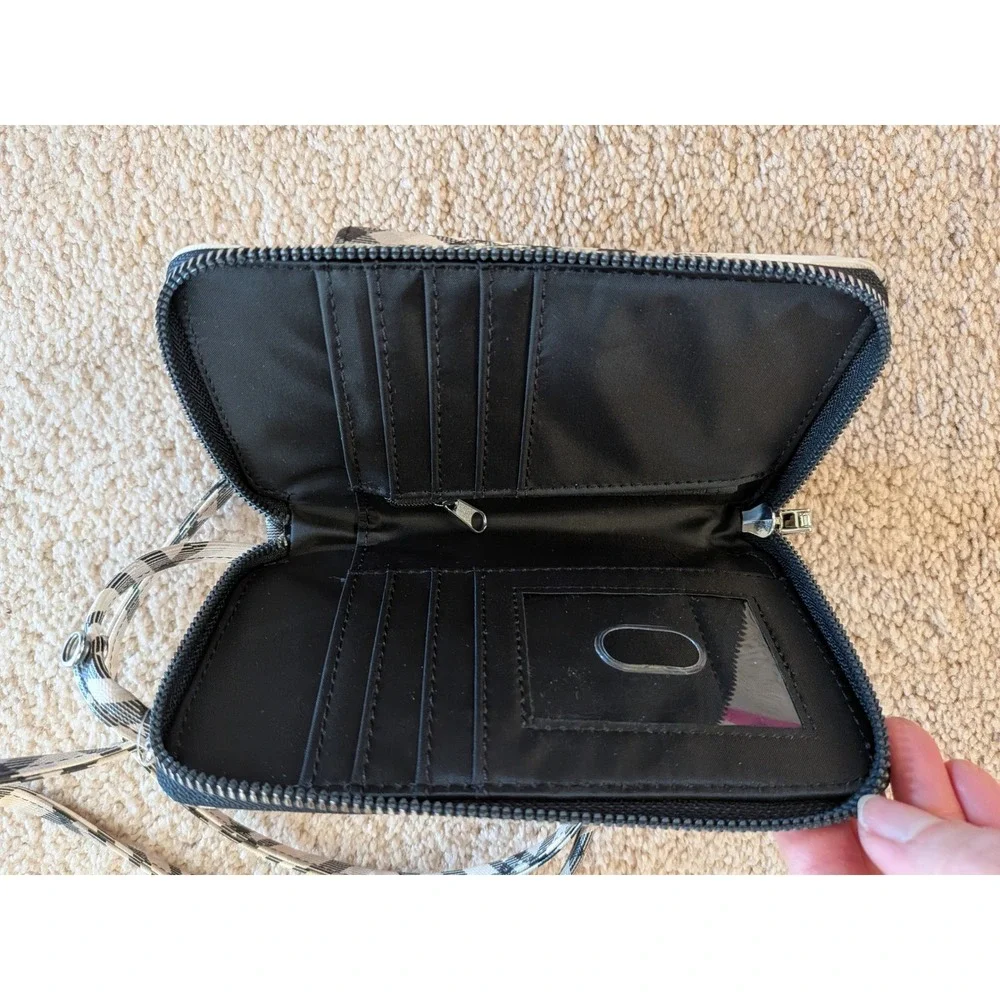 Safe Keeper RFID‎ Blocking Crossbody Phone Wallet Black White Plaid HNB41WL10P1